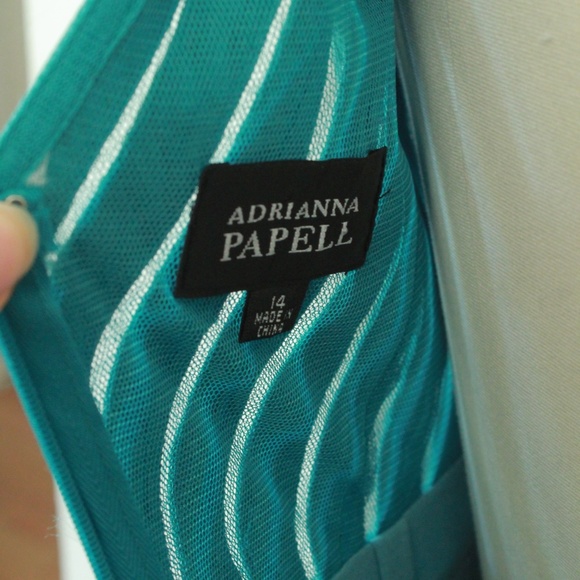 NWT Adrianna Papell Teal Stretch Plus Size Ruffle Skirt Party Dress - Picture 6 of 6